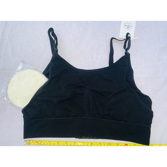 Lupantte Hands Free Pumping Black Bra Sz L With Pads Adjustable Cotton Blend NWT - Picture 11 of 12